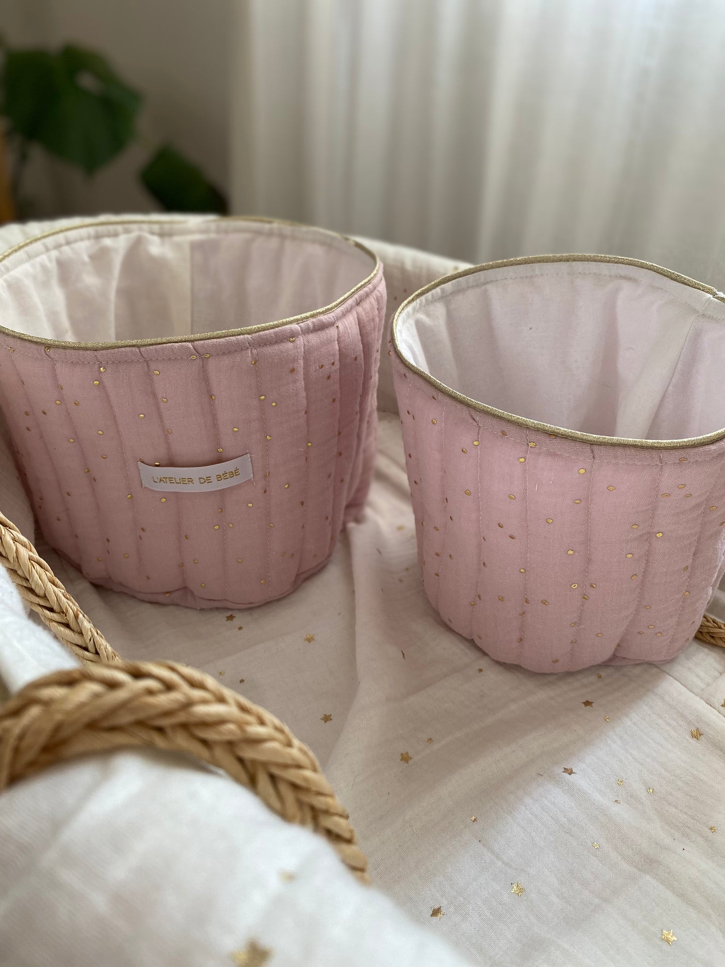 Duo Paniere coton matelassé rose