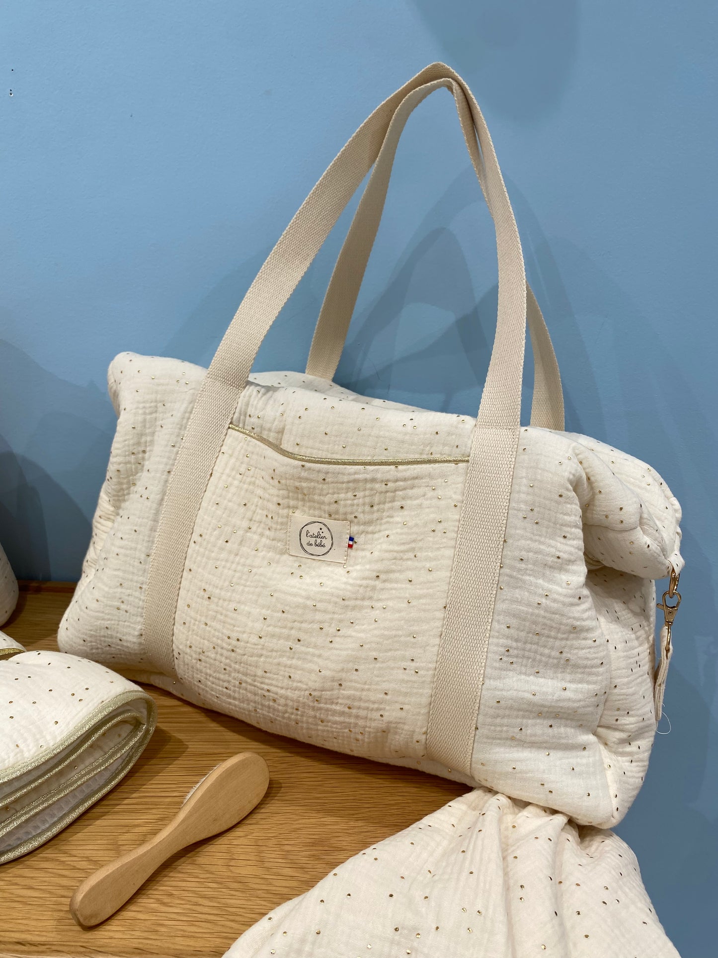Sac xl ecru et or