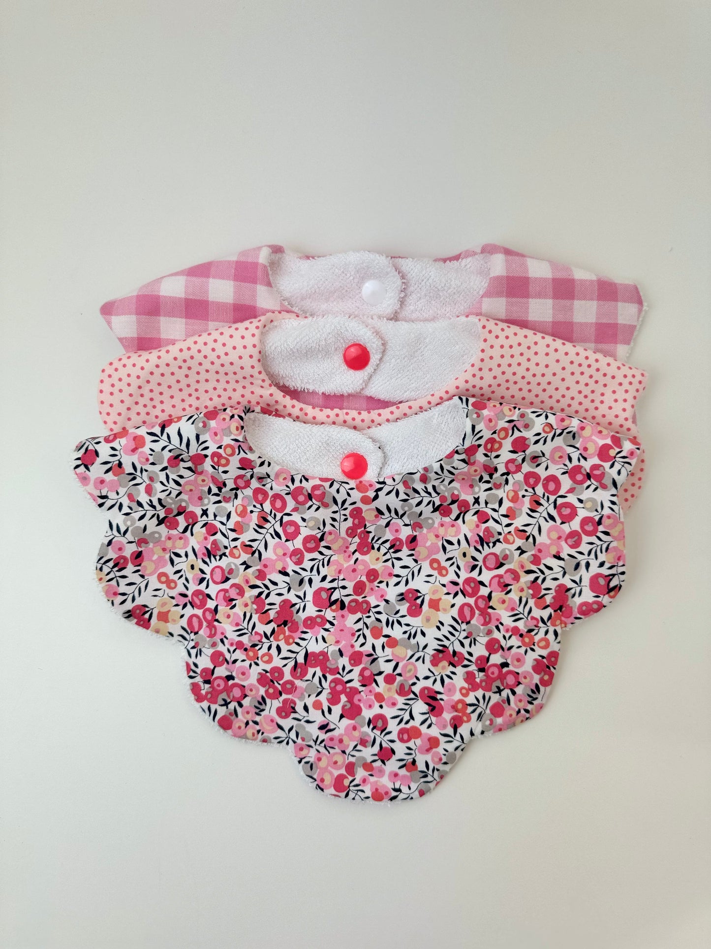 Bavoir fleur trio Liberty WILTSHIRE Rose- personnalisable