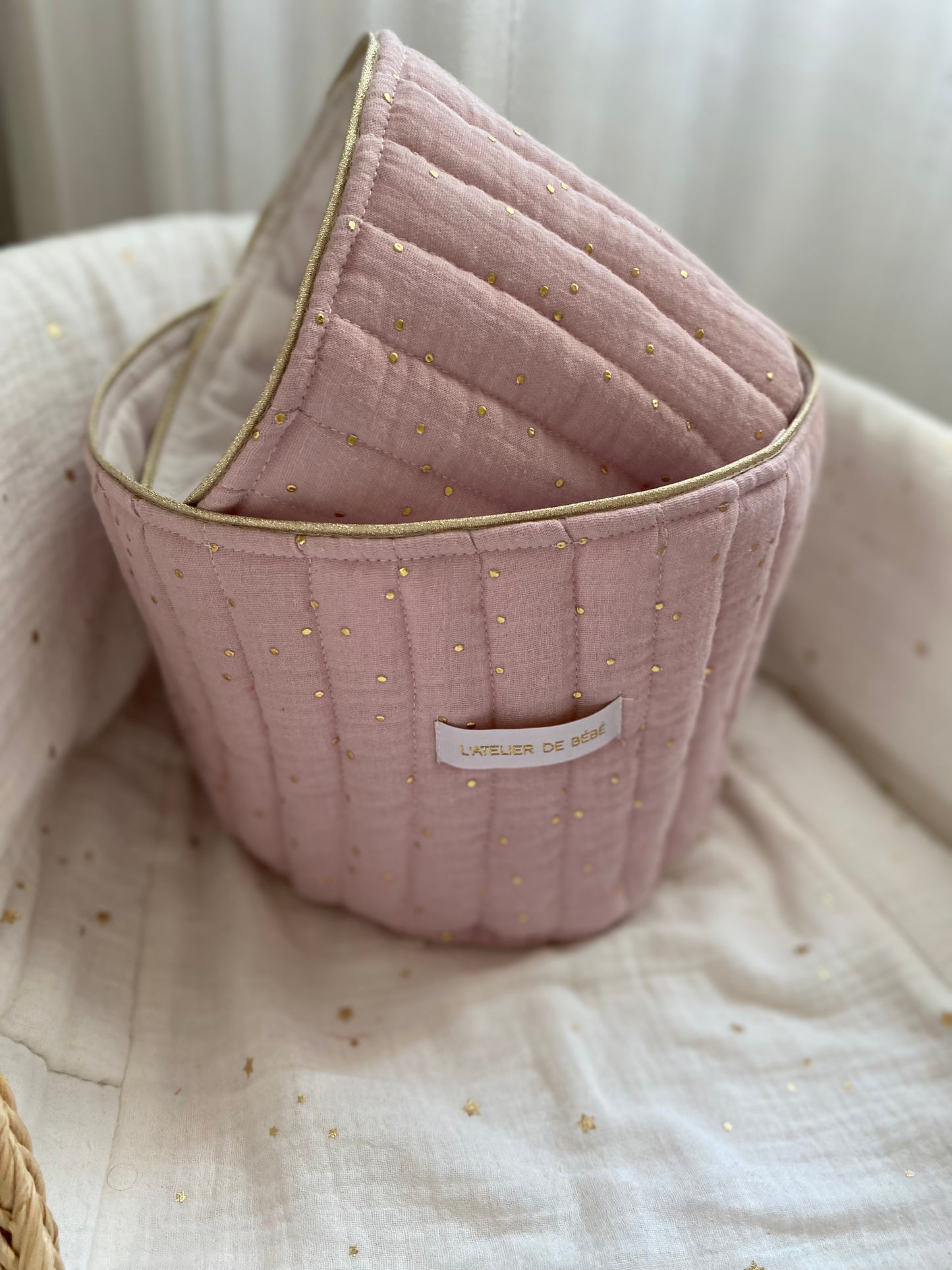 Duo Paniere coton matelassé rose