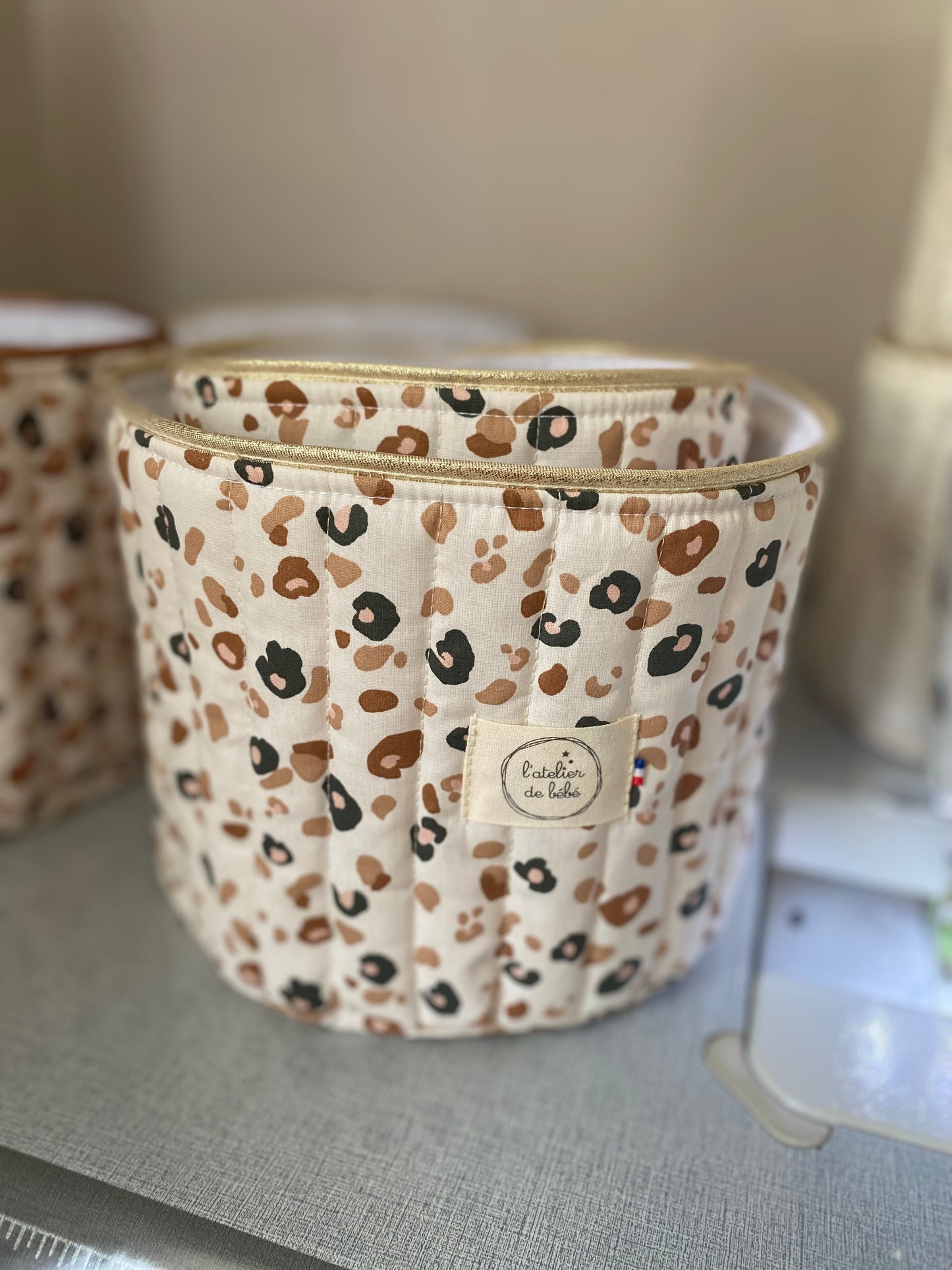 Duo Paniere coton matelassé leopard