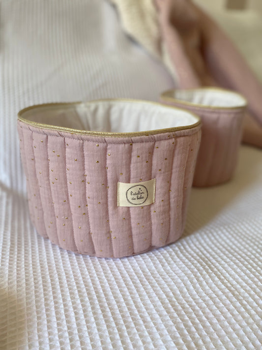 Duo Paniere coton matelassé rose