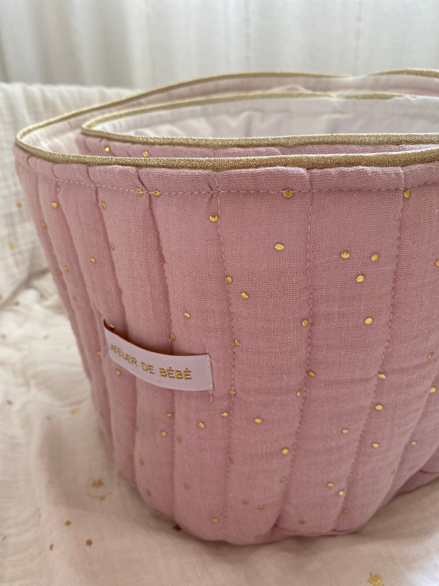 Duo Paniere coton matelassé rose