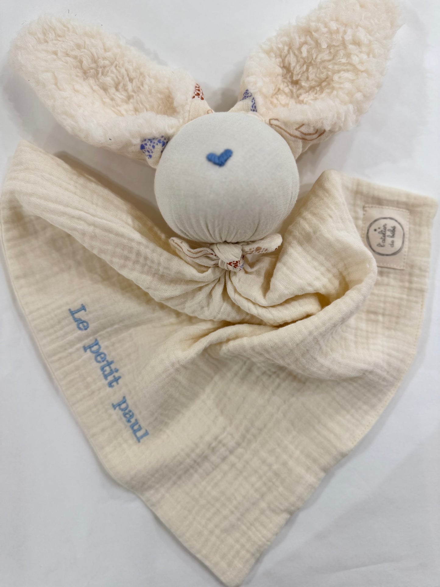 Doudou Lapin écru Dino -Personnalisable