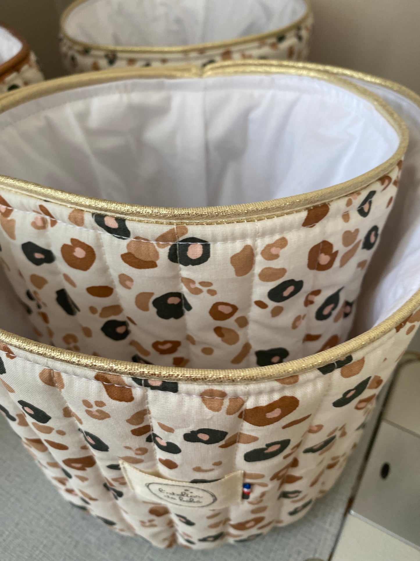Duo Paniere coton matelassé leopard