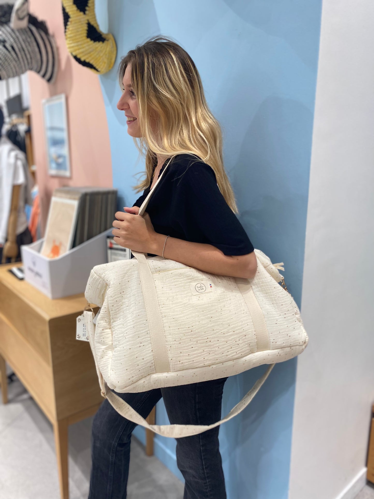Sac xl ecru et or