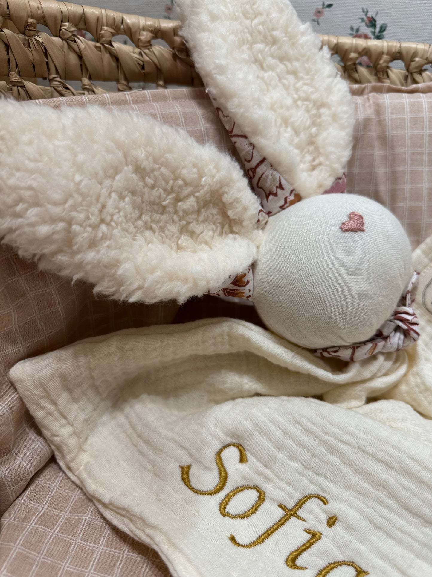 Doudou Lapin écru India -Personnalisable