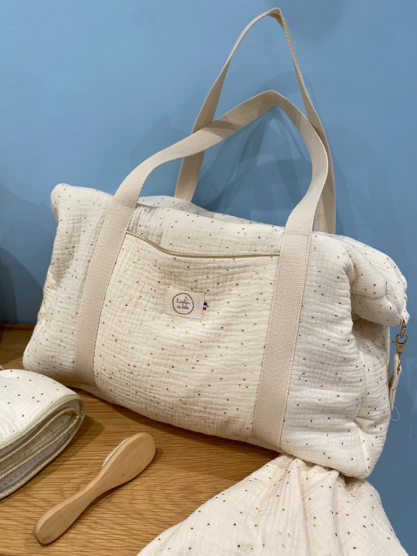 Sac xl ecru et or
