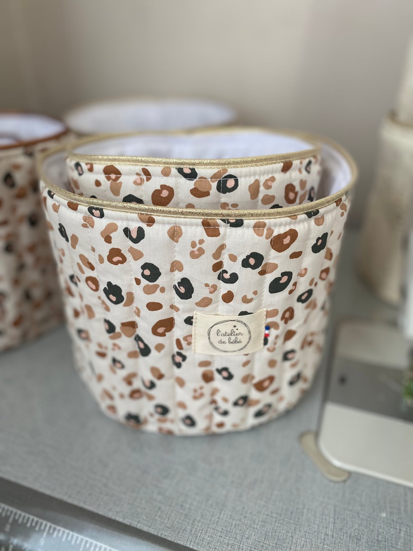 Duo Paniere coton matelassé leopard