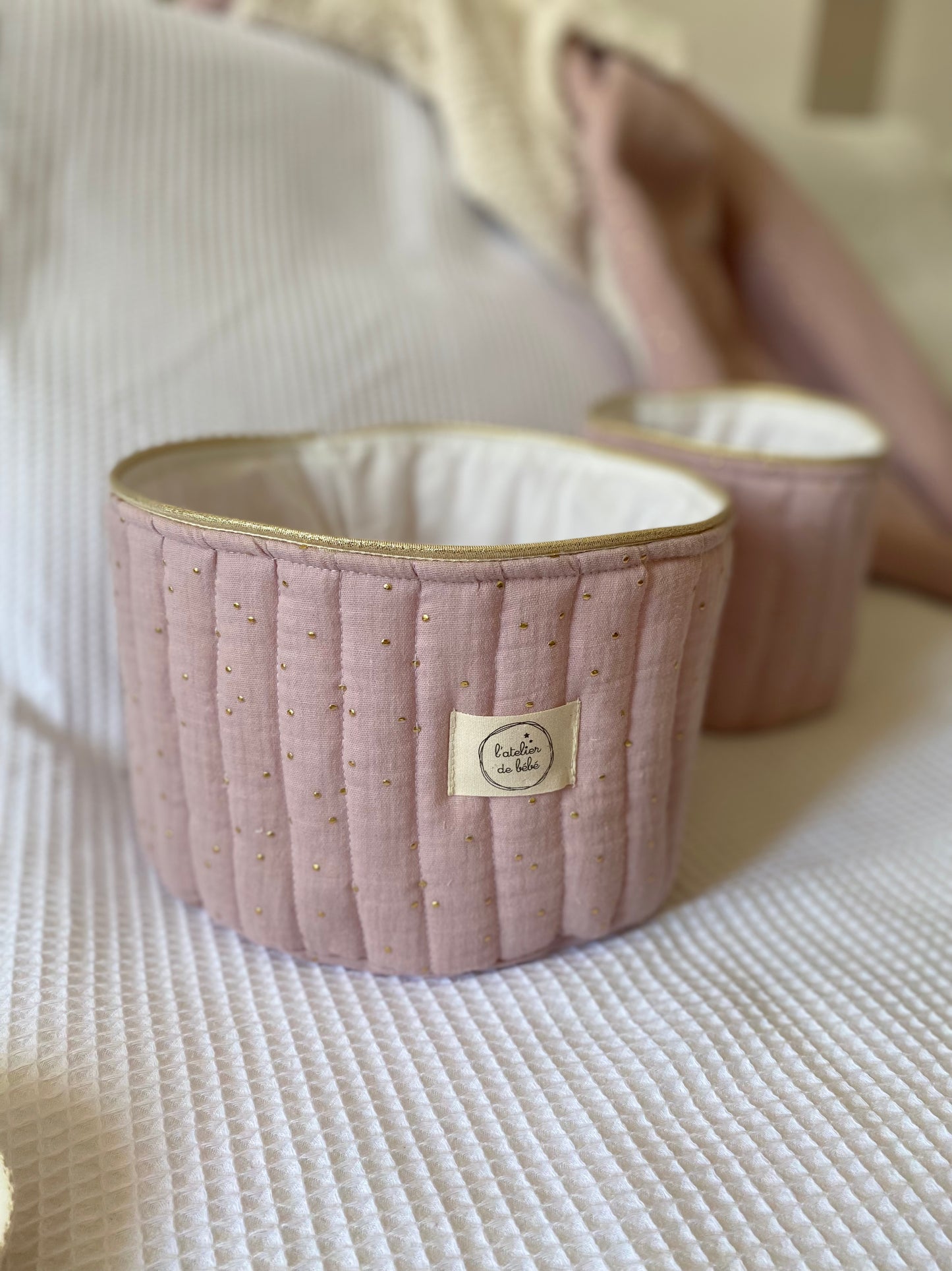 Duo Paniere coton matelassé rose