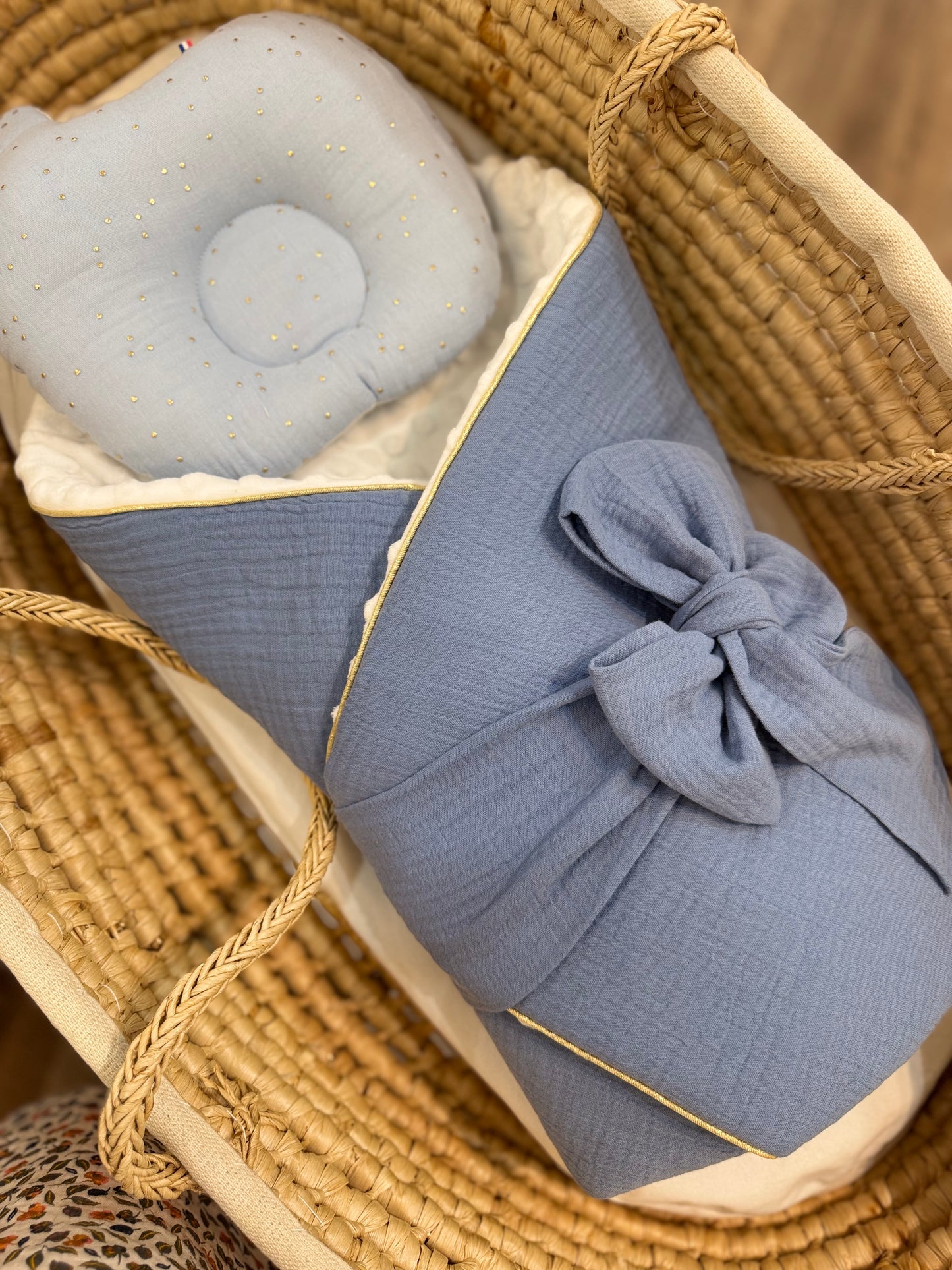 Nid d'ange Blue jean - 1ere couverture de naissance personnalisable