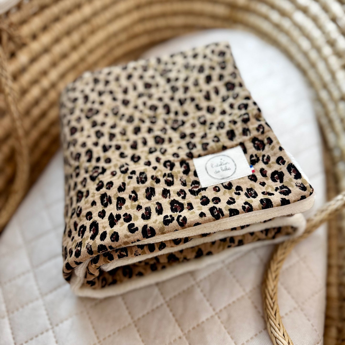 Couverture Bébé en Gaze de Coton et Fourrure Leopard