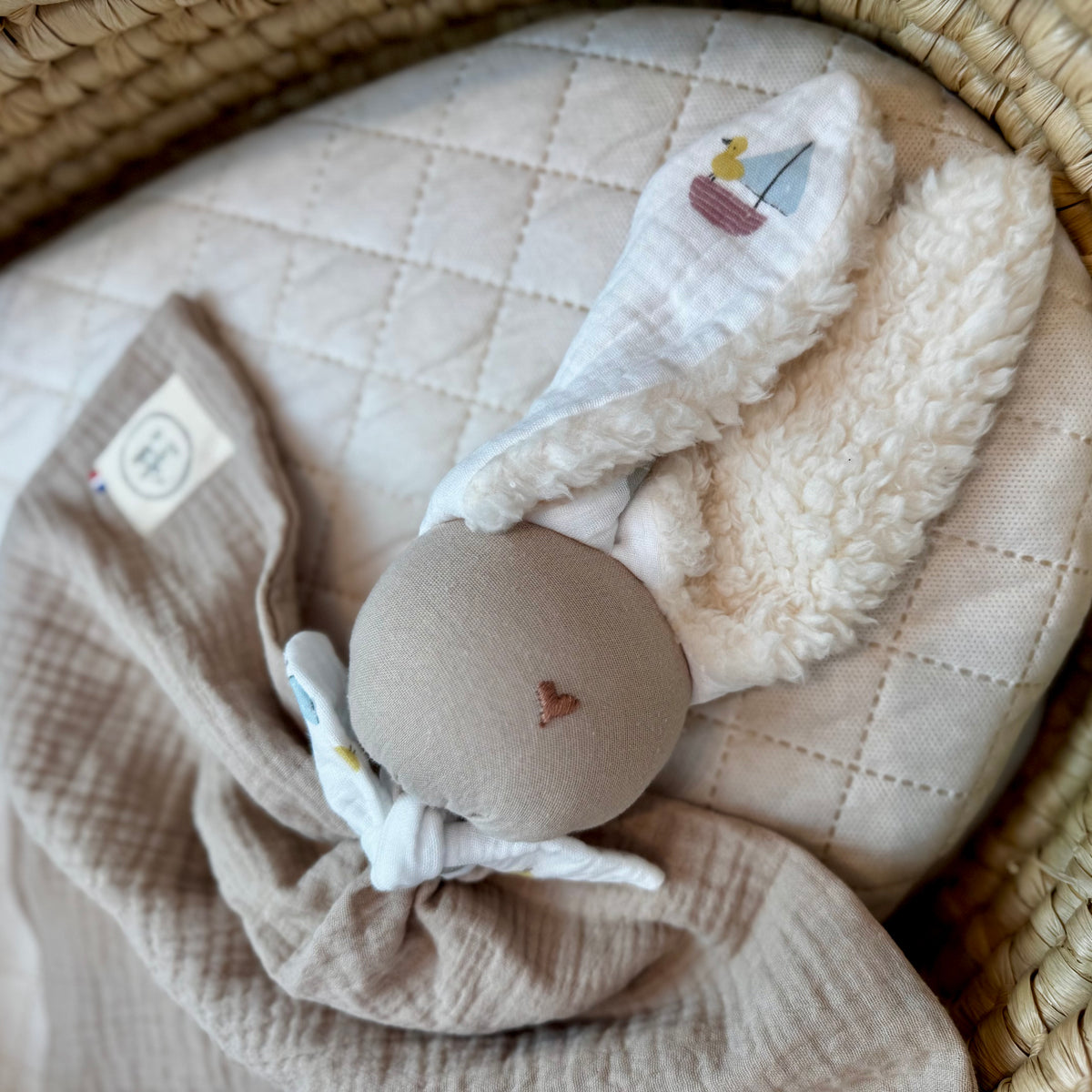 Doudou Lapin beige petit bateaux -Personnalisable