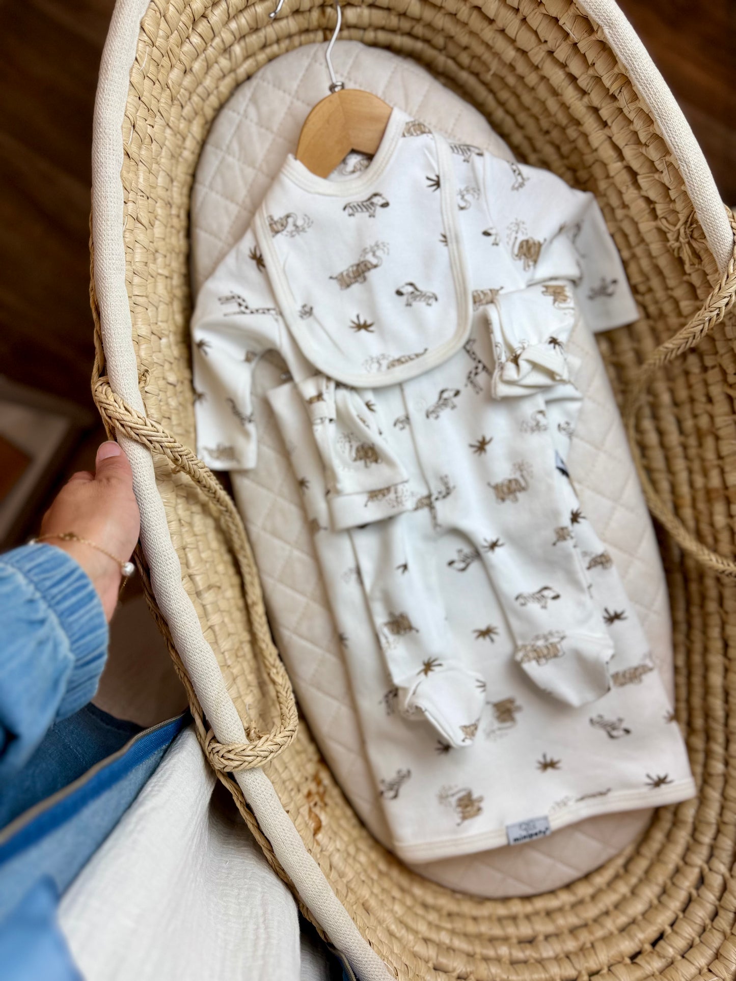 Ensemble grenouillère 5 pièces blanc safari - Personnalisable