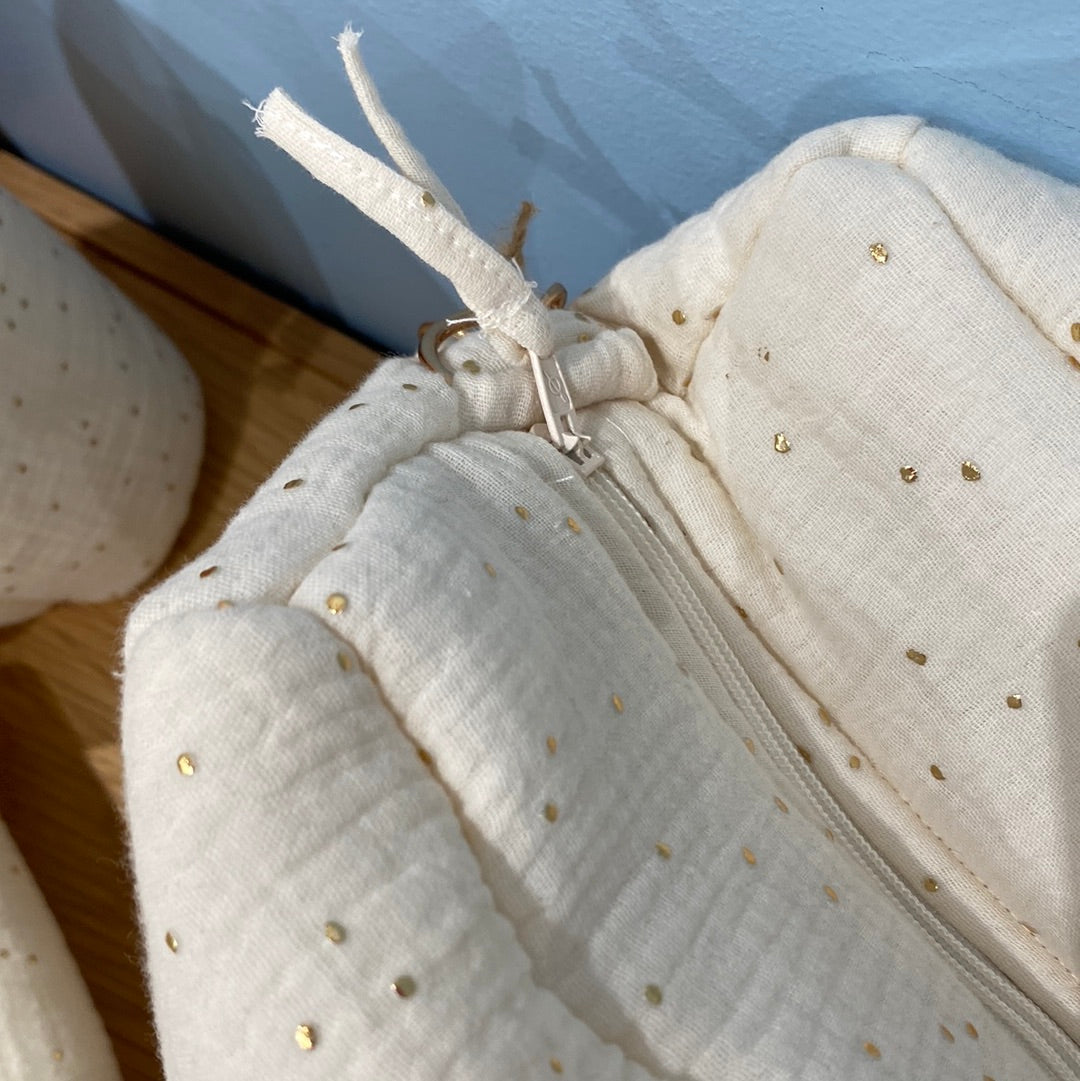 Trousseau naissance écru pois or