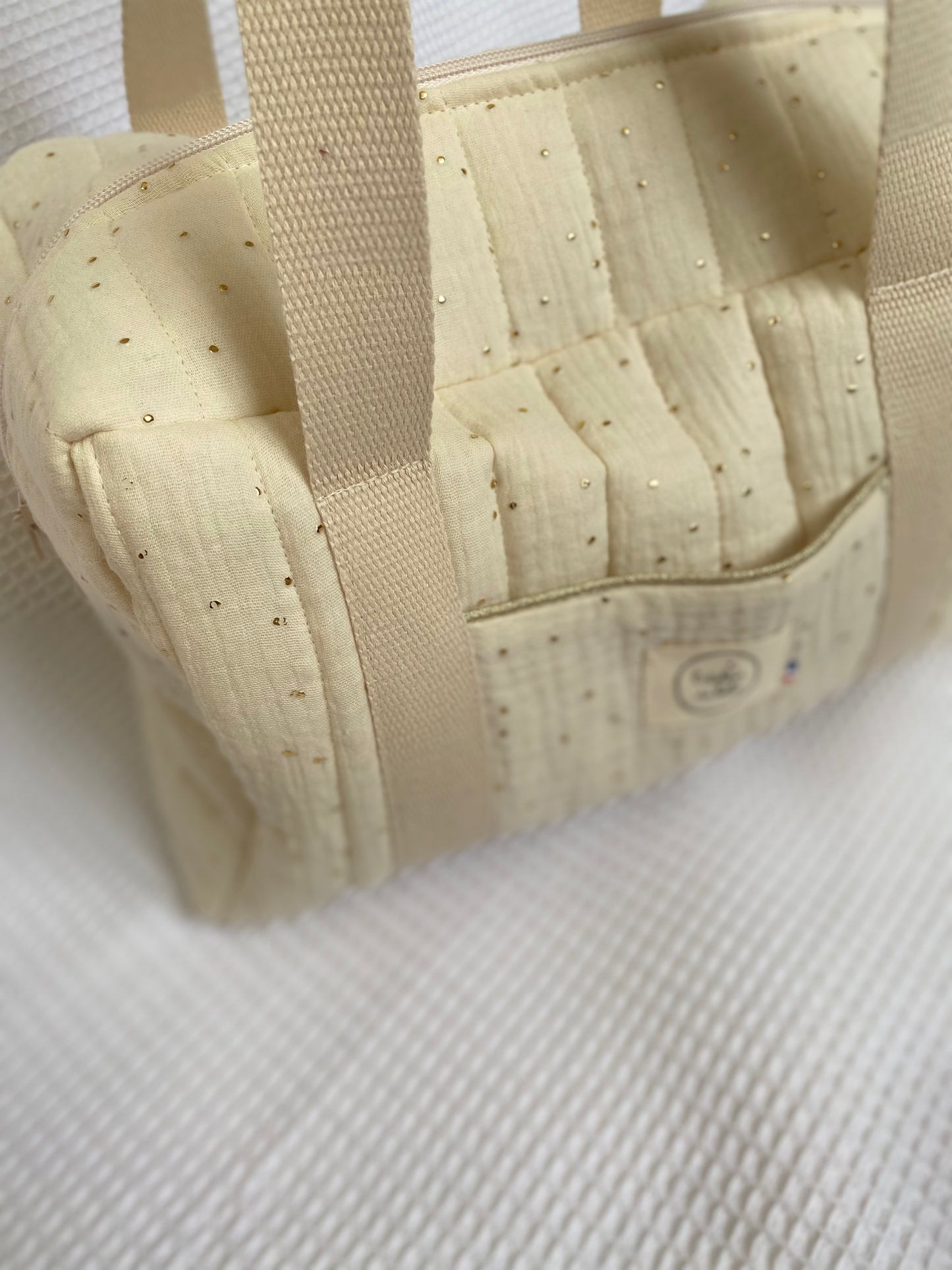 Sac mini écru pois or