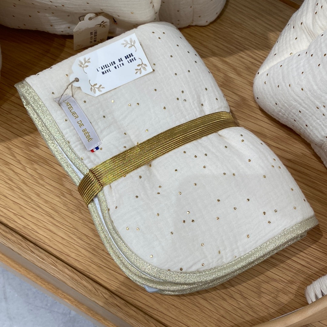 Trousseau naissance écru pois or