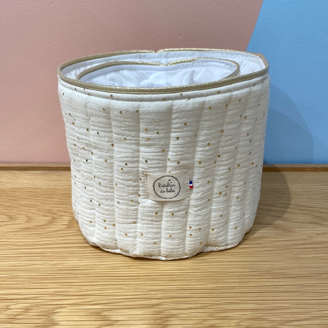 Duo Paniere coton matelassé ecru et or