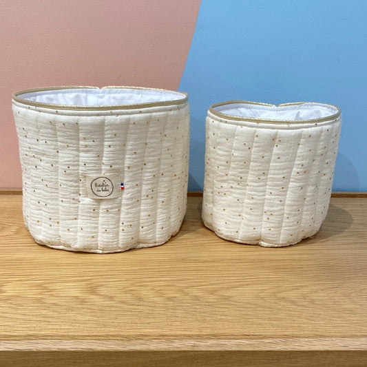 Duo Paniere coton matelassé ecru et or
