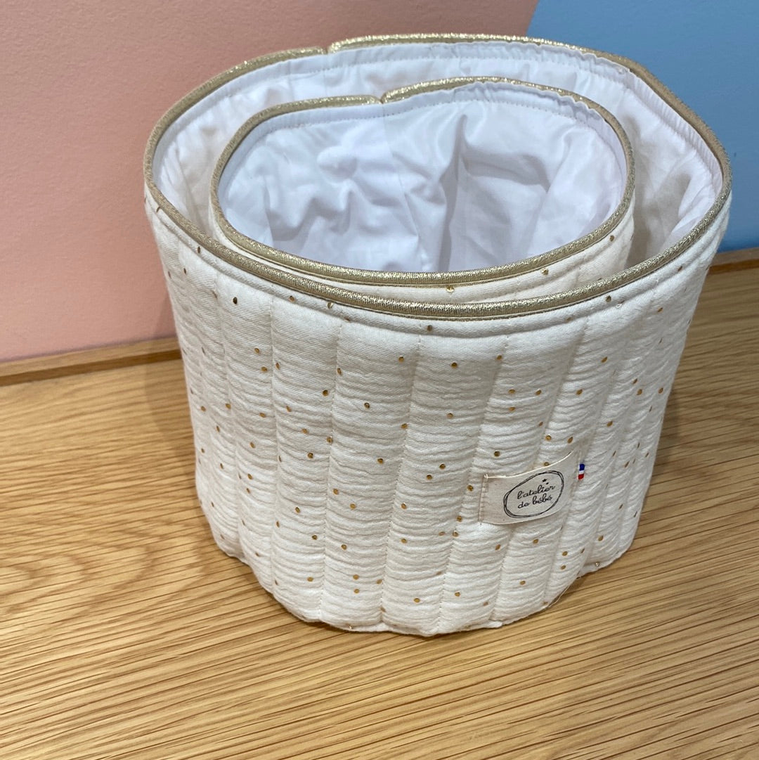 Duo Paniere coton matelassé ecru et or