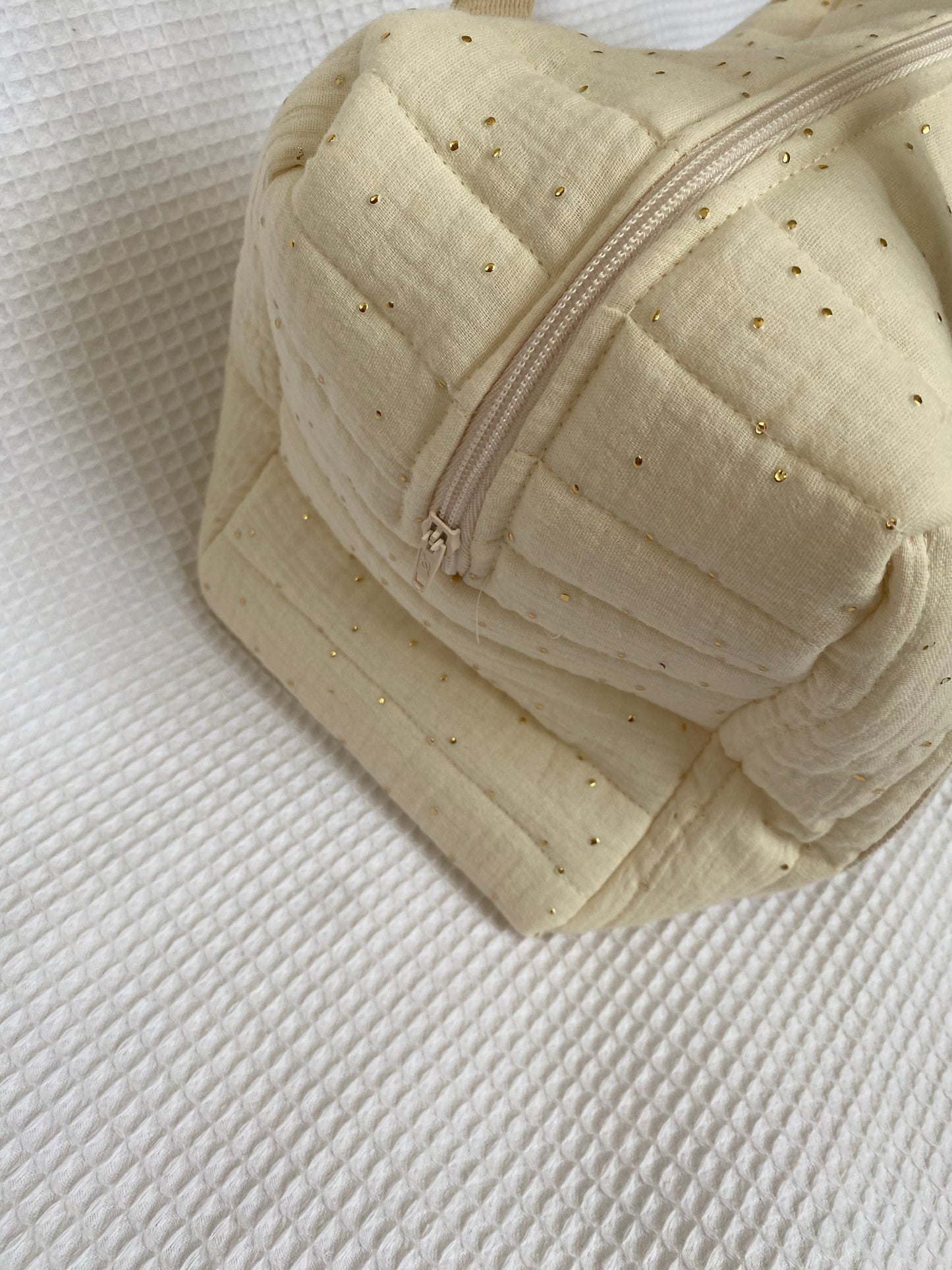 Sac mini écru pois or