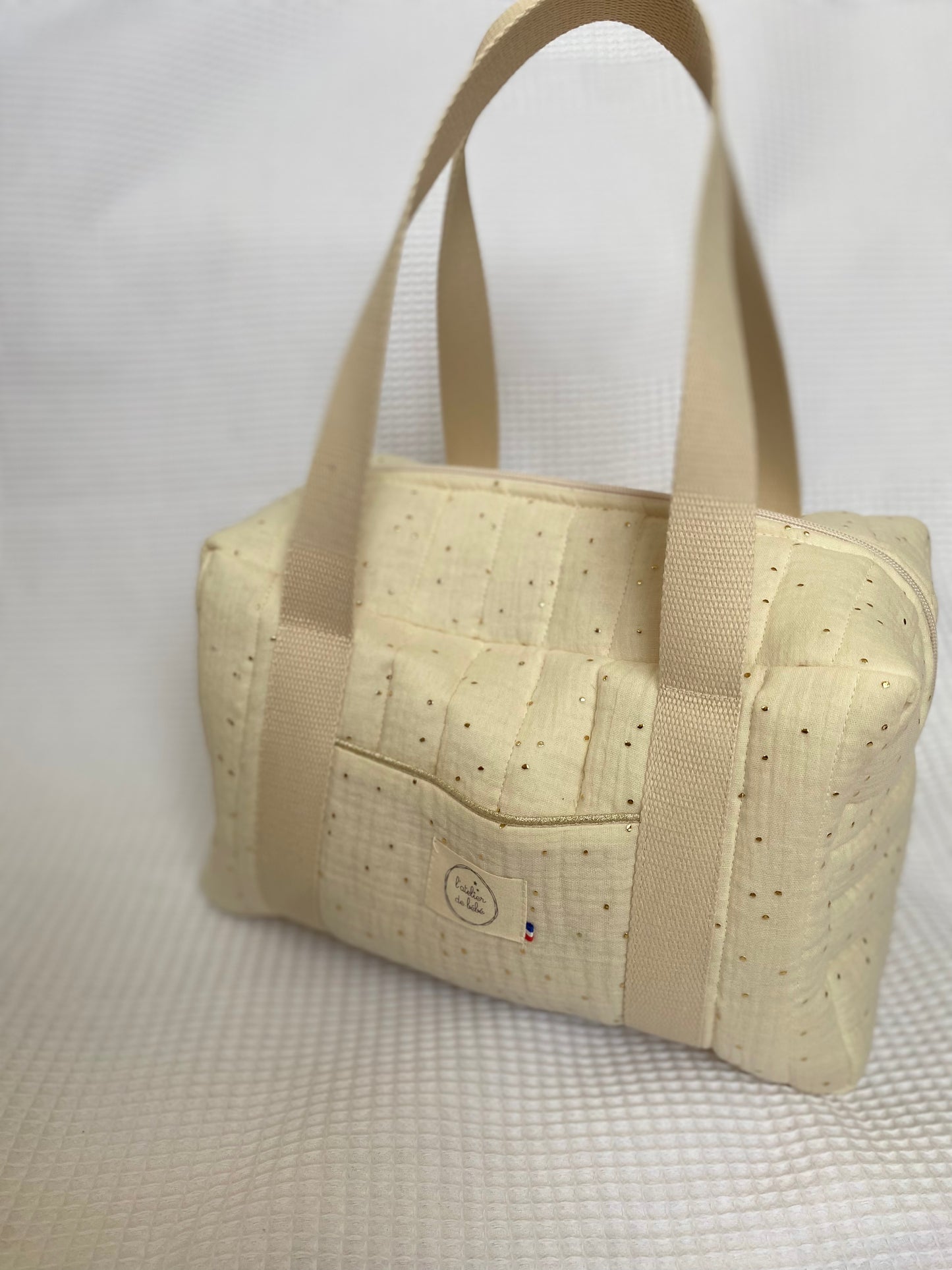 Sac mini écru pois or