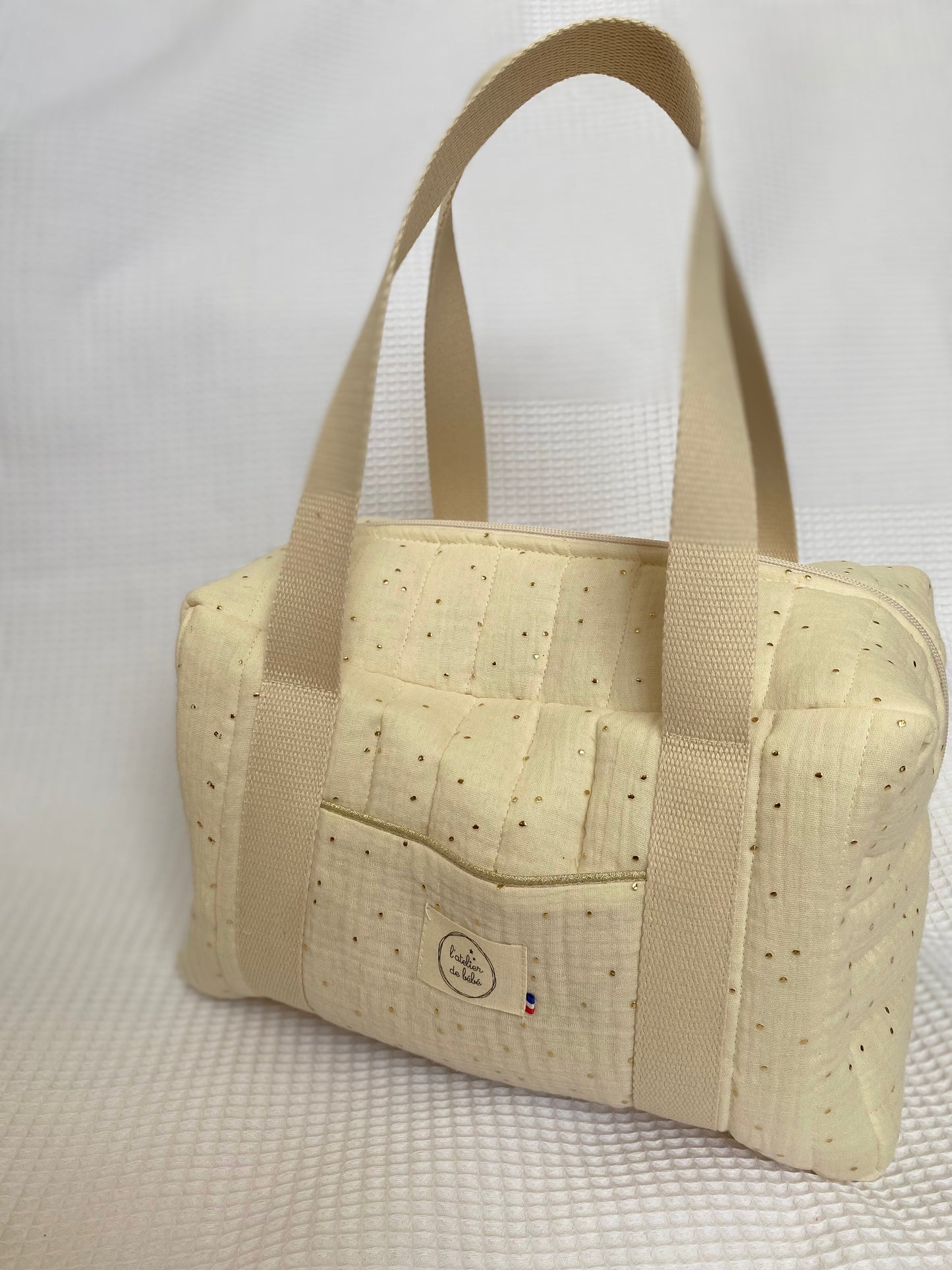 Sac mini écru pois or