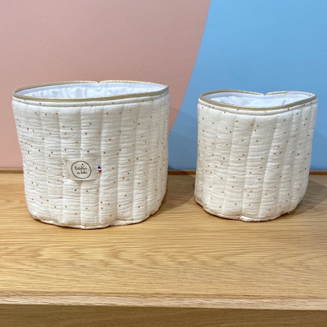 Duo Paniere coton matelassé ecru et or