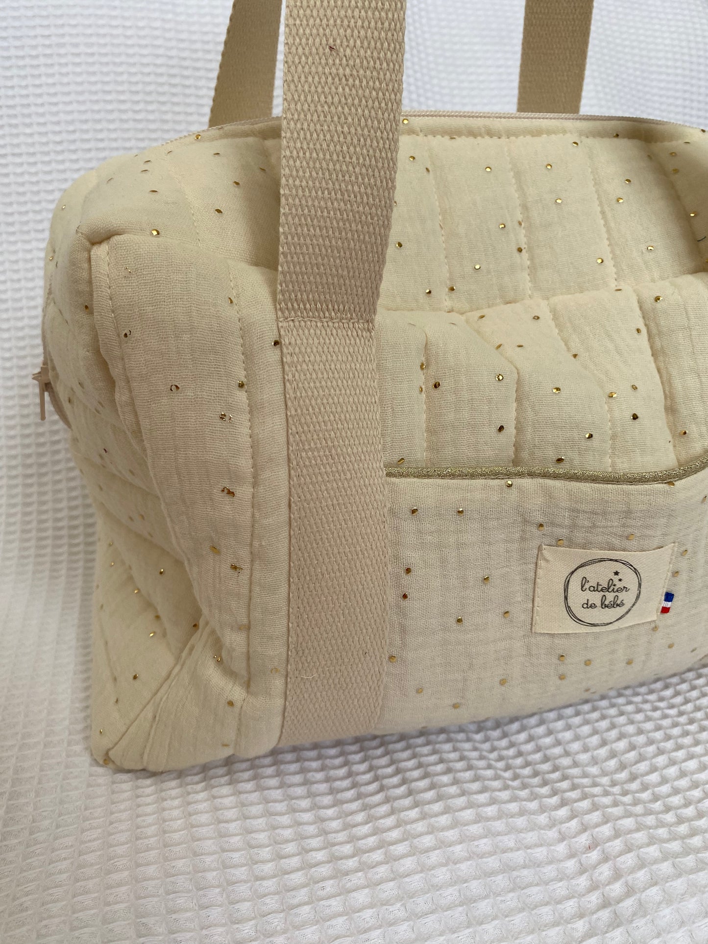 Sac mini écru pois or