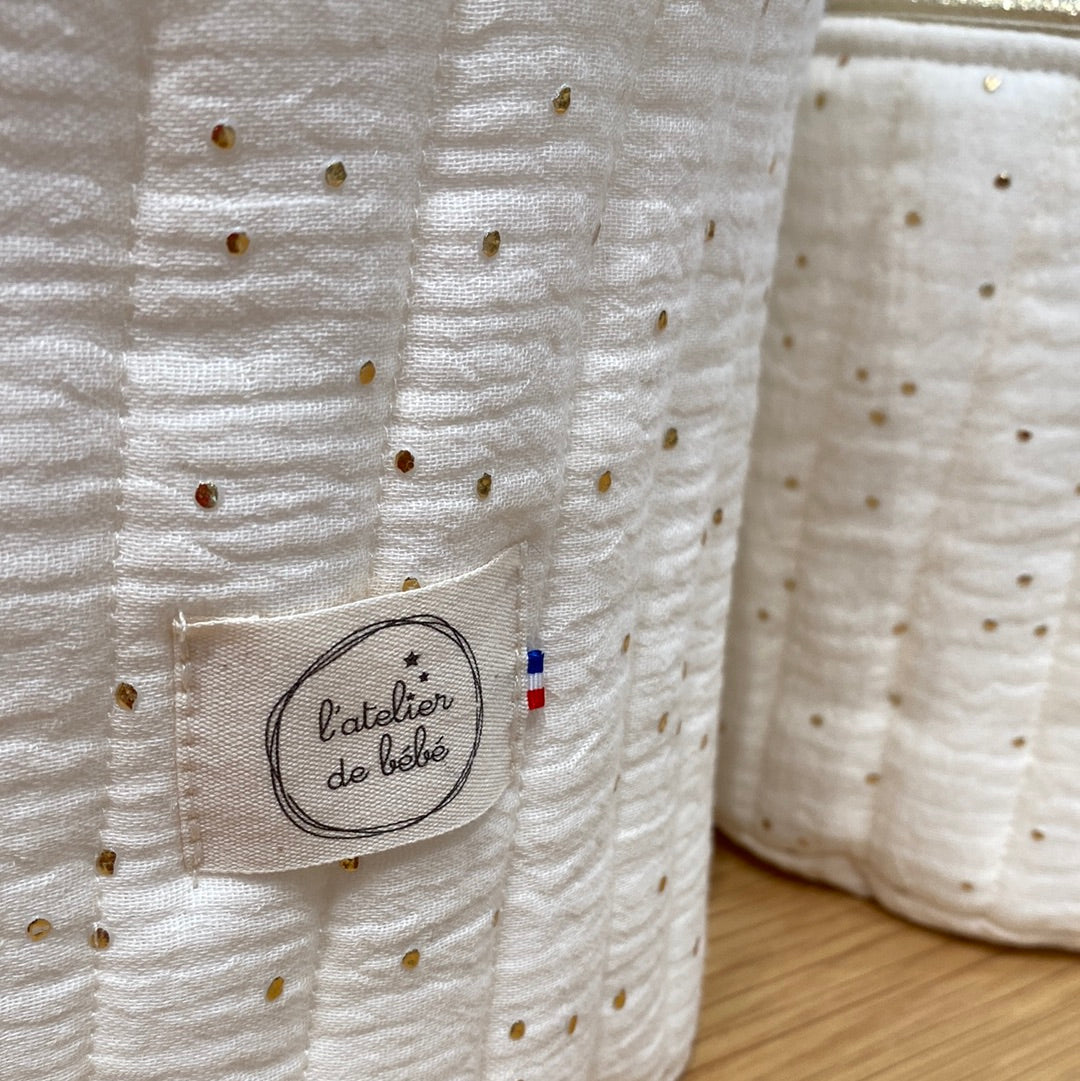 Duo Paniere coton matelassé ecru et or
