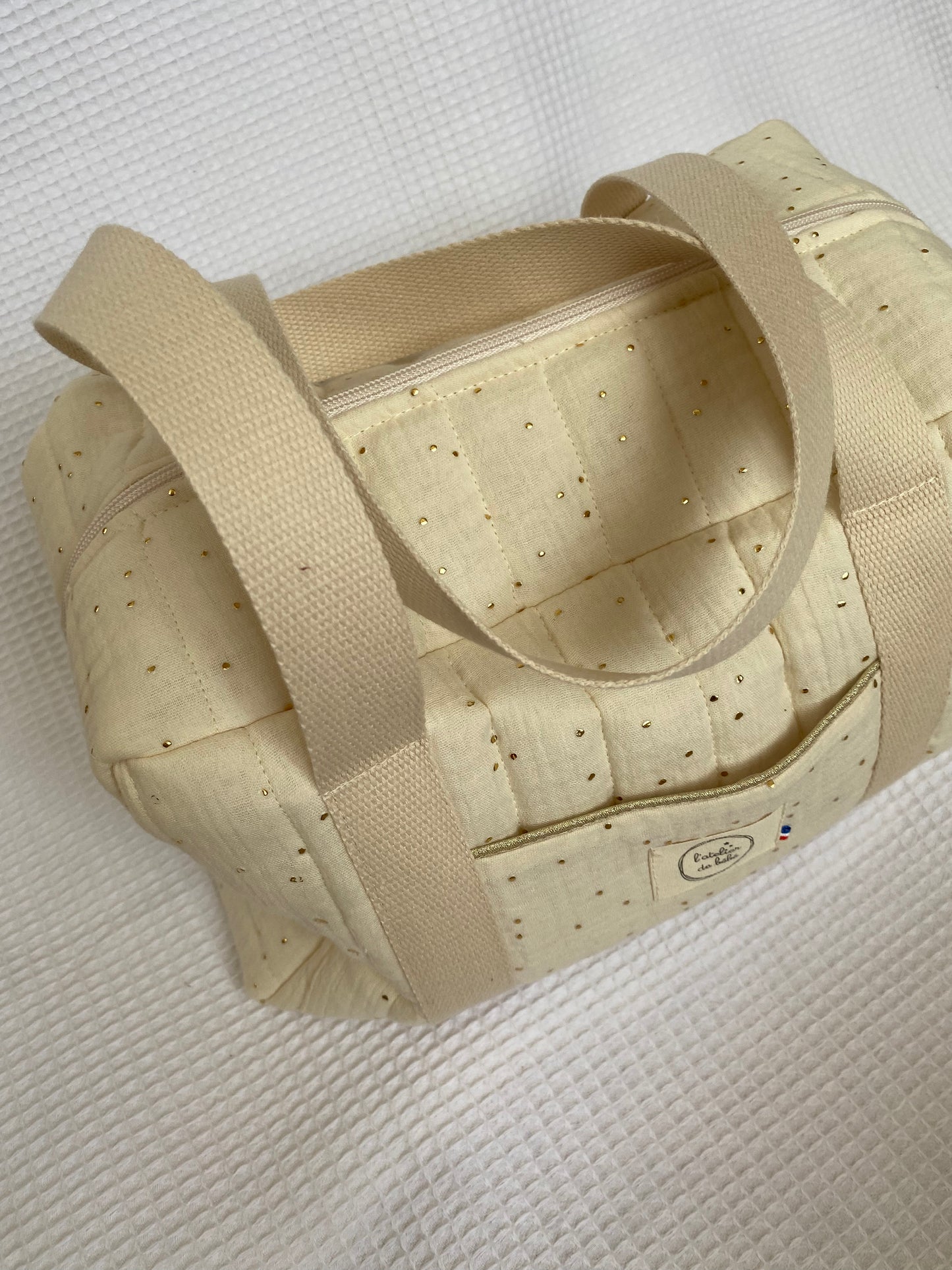 Sac mini écru pois or
