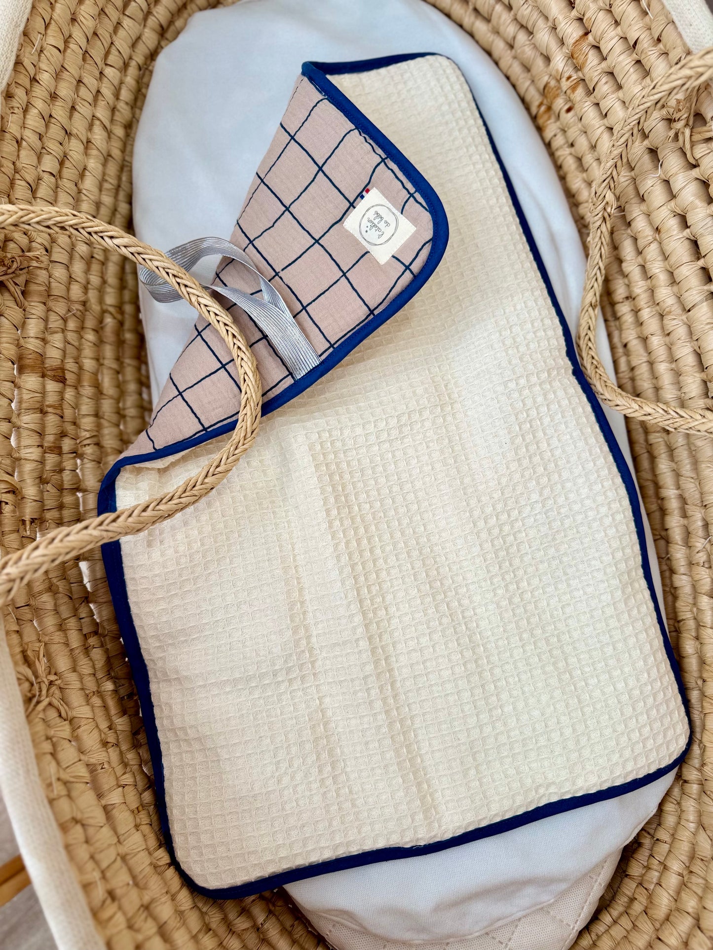 Tapis a langer nomade carreaux indigo