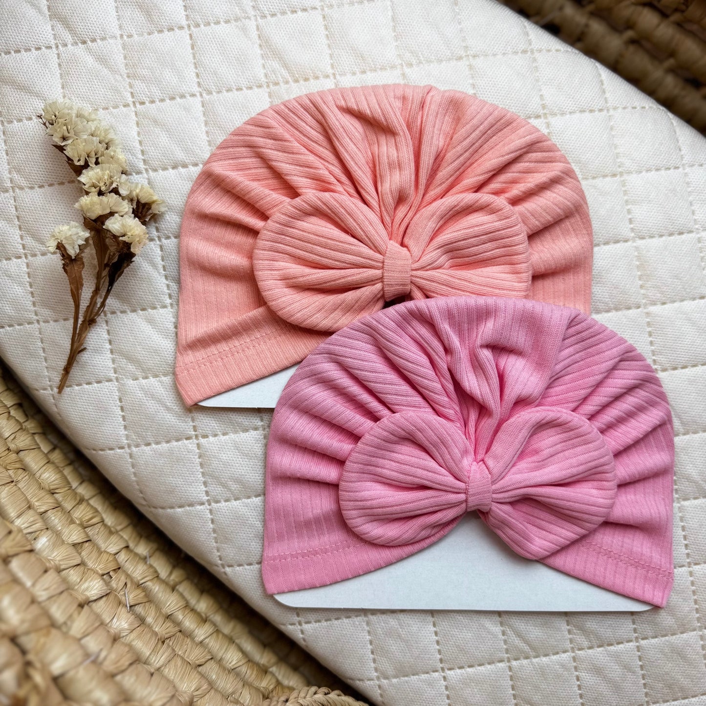 Bonnet bébé noeud coton 0-15mois