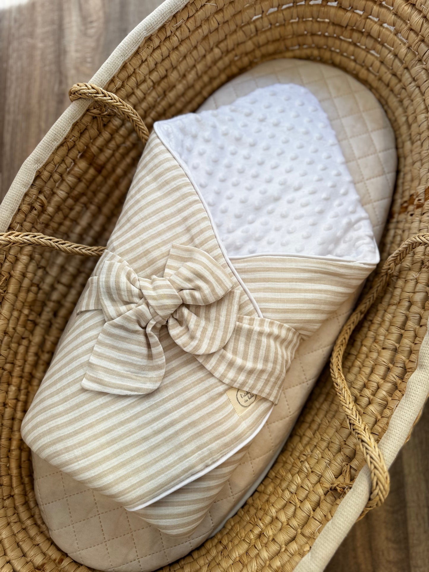 Nid d'ange marin sable - 1ere couverture de naissance-coton