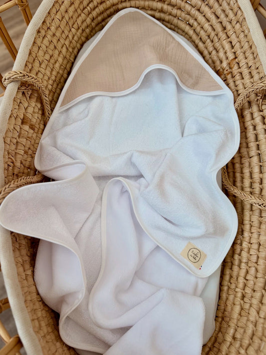 Cape de bain bébé couleur sable