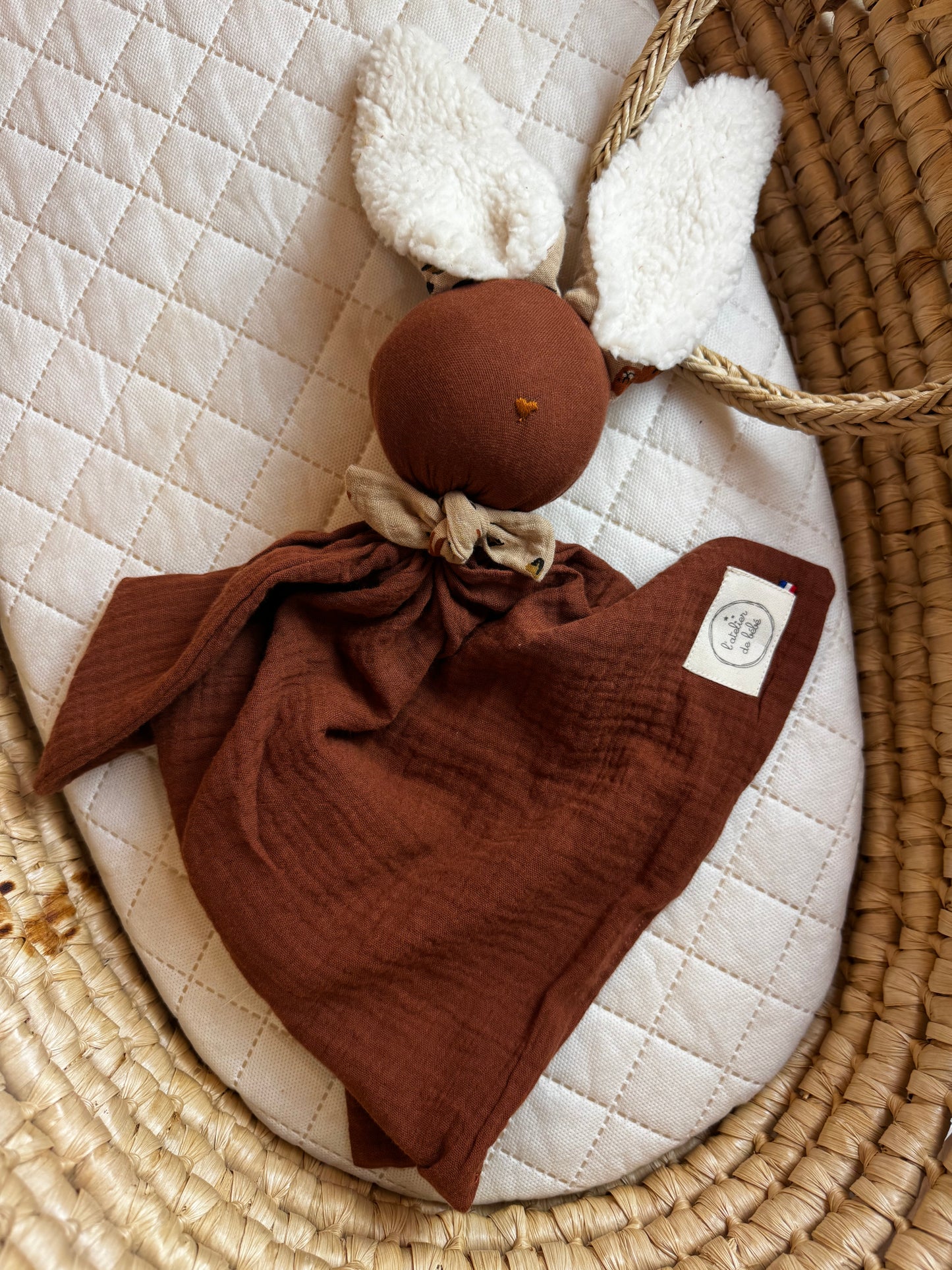 Doudou Lapin cacao -Personnalisable