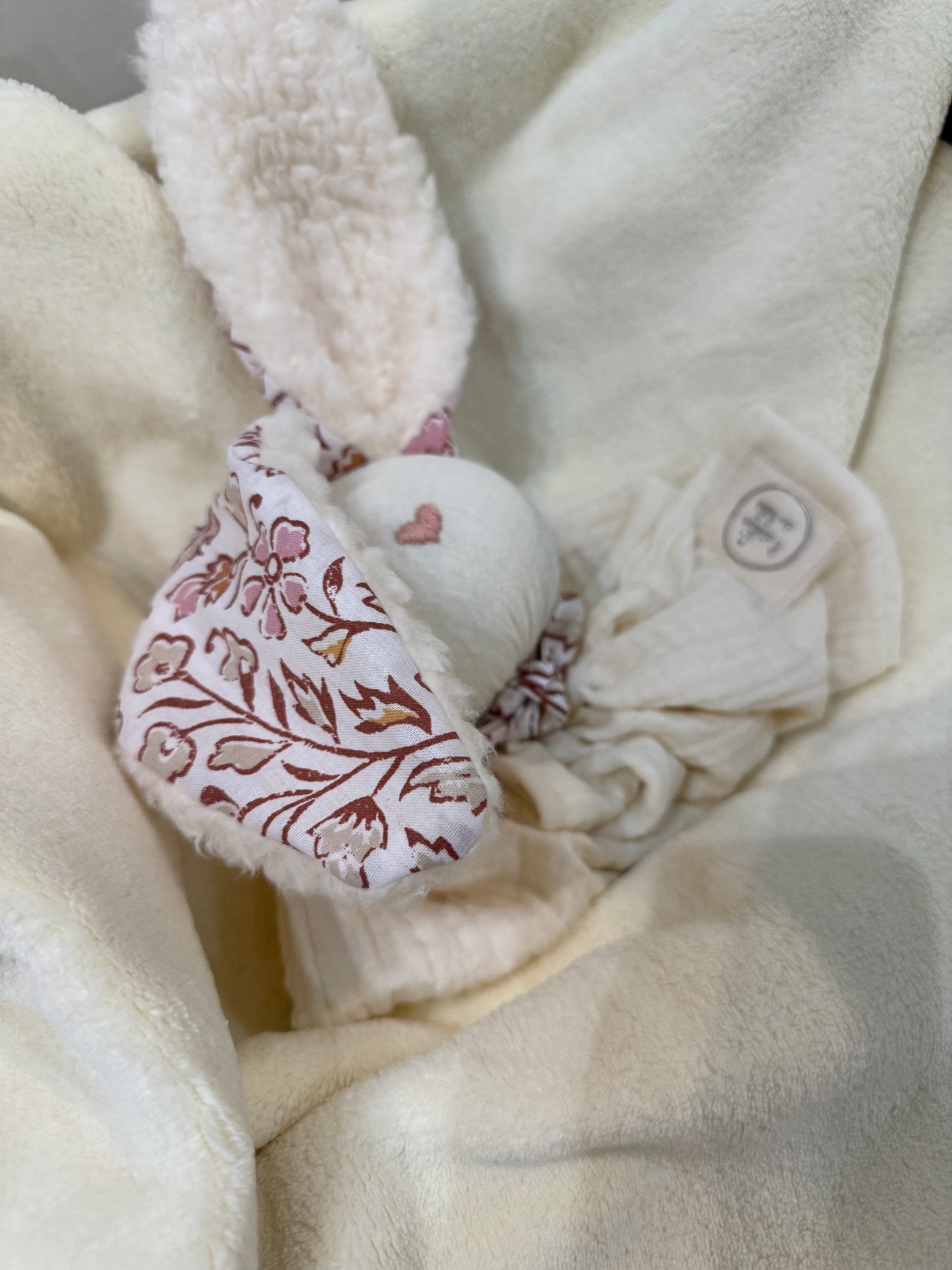 Doudou Lapin écru India  -Personnalisable