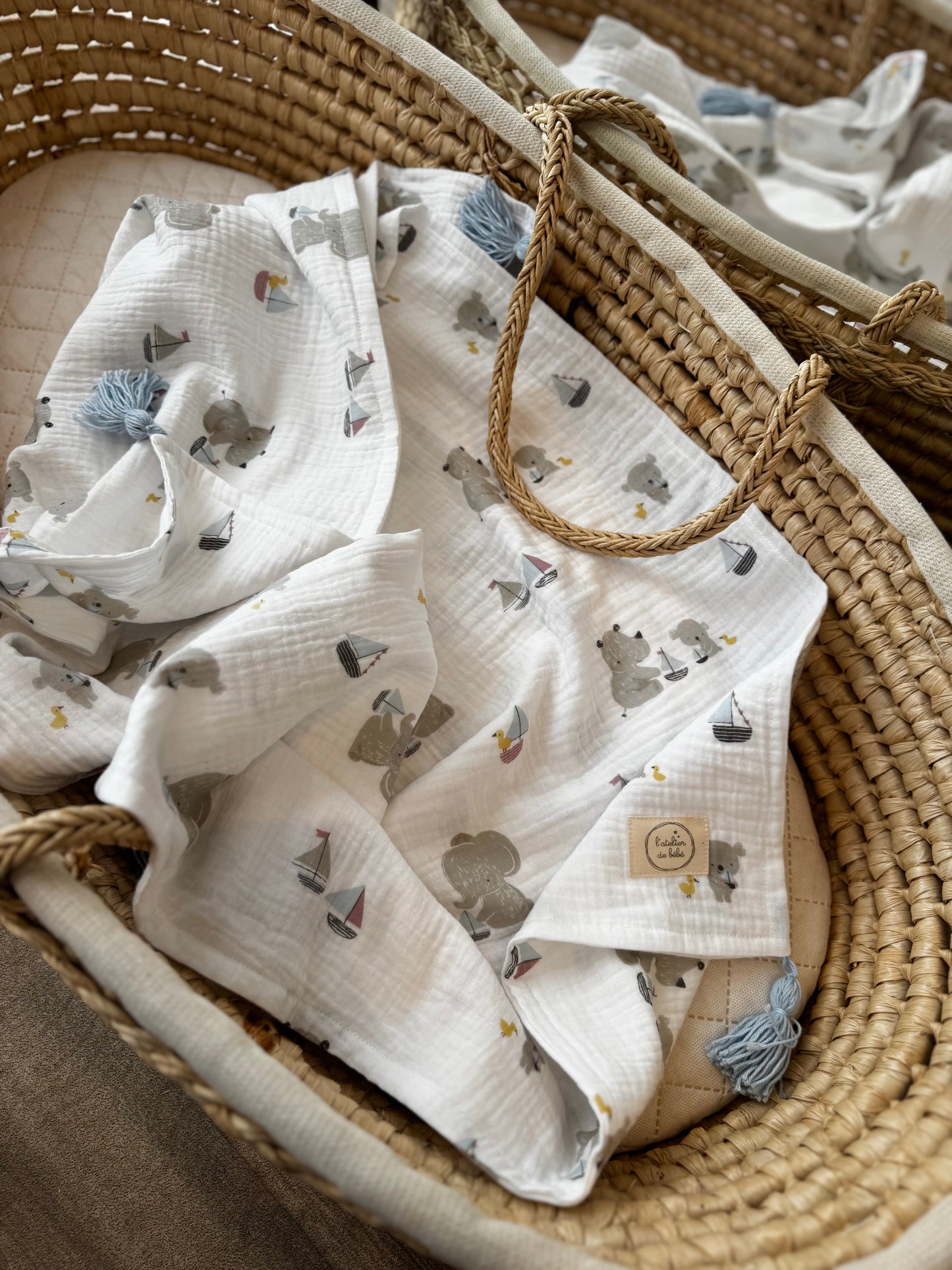 couverture bébé légère en gaze de coton été - petit bateaux