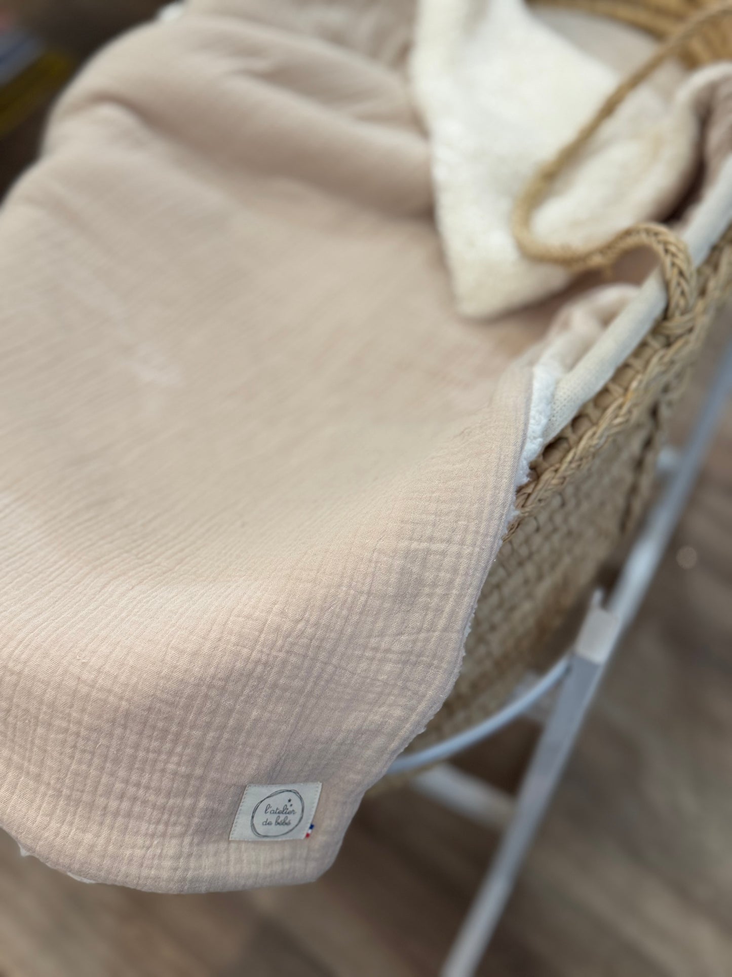 Couverture hiver beige gaze de coton