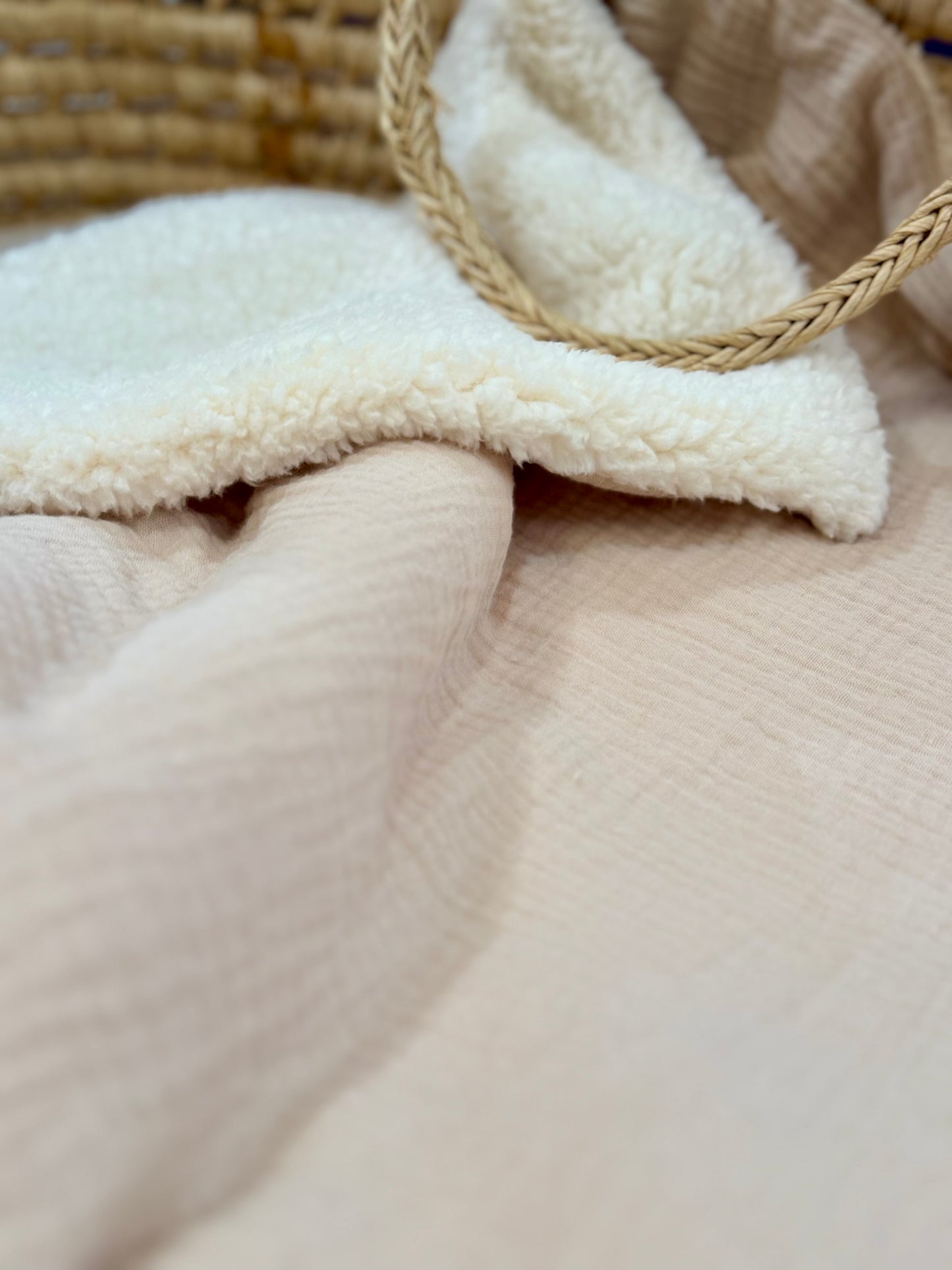 Couverture hiver beige gaze de coton