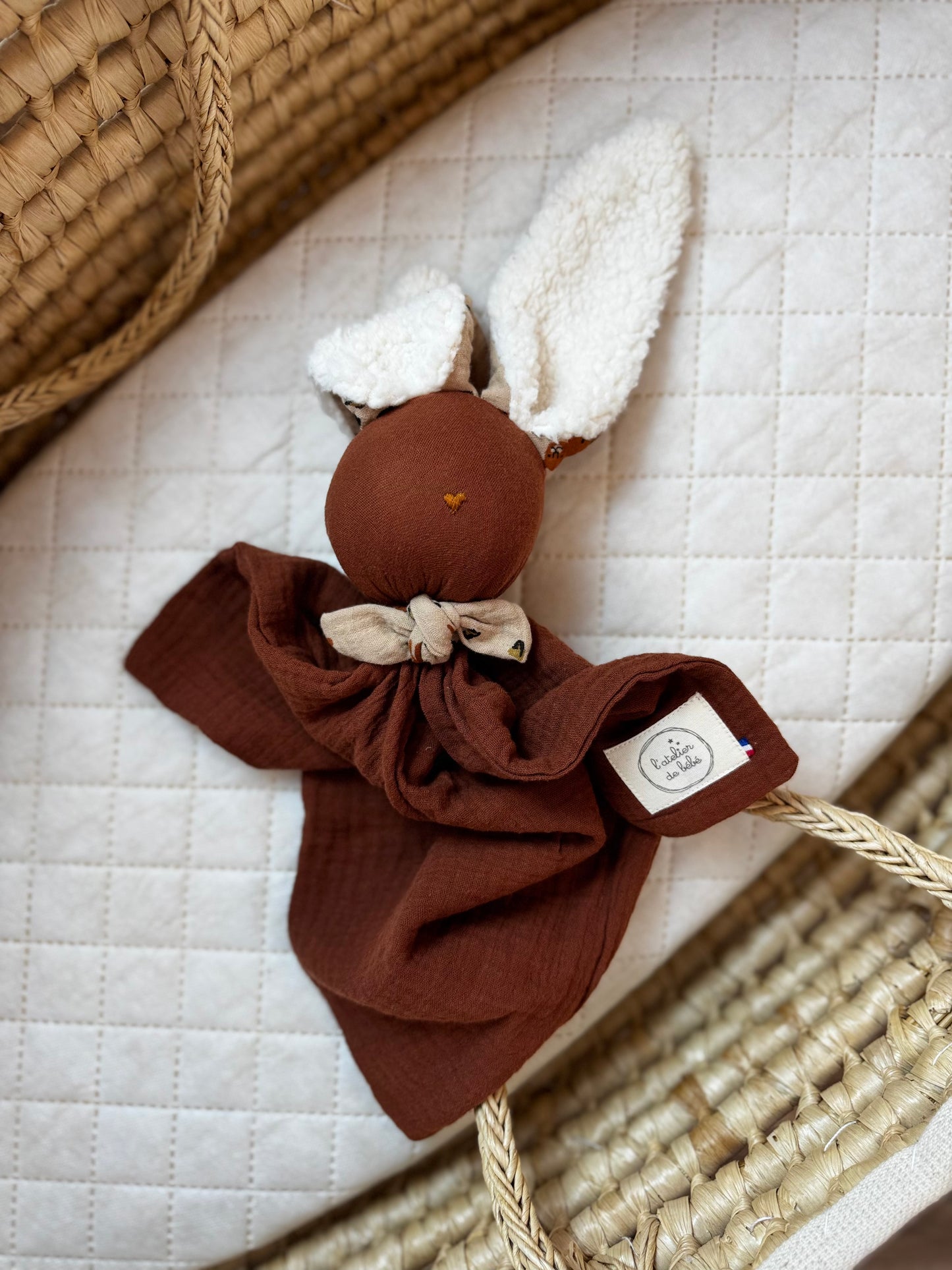 Doudou Lapin cacao -Personnalisable