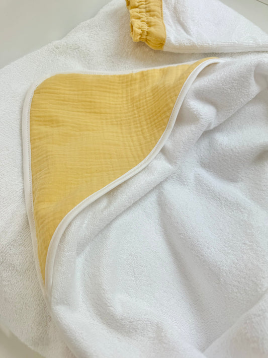 Cape de bain bébé jaune citron