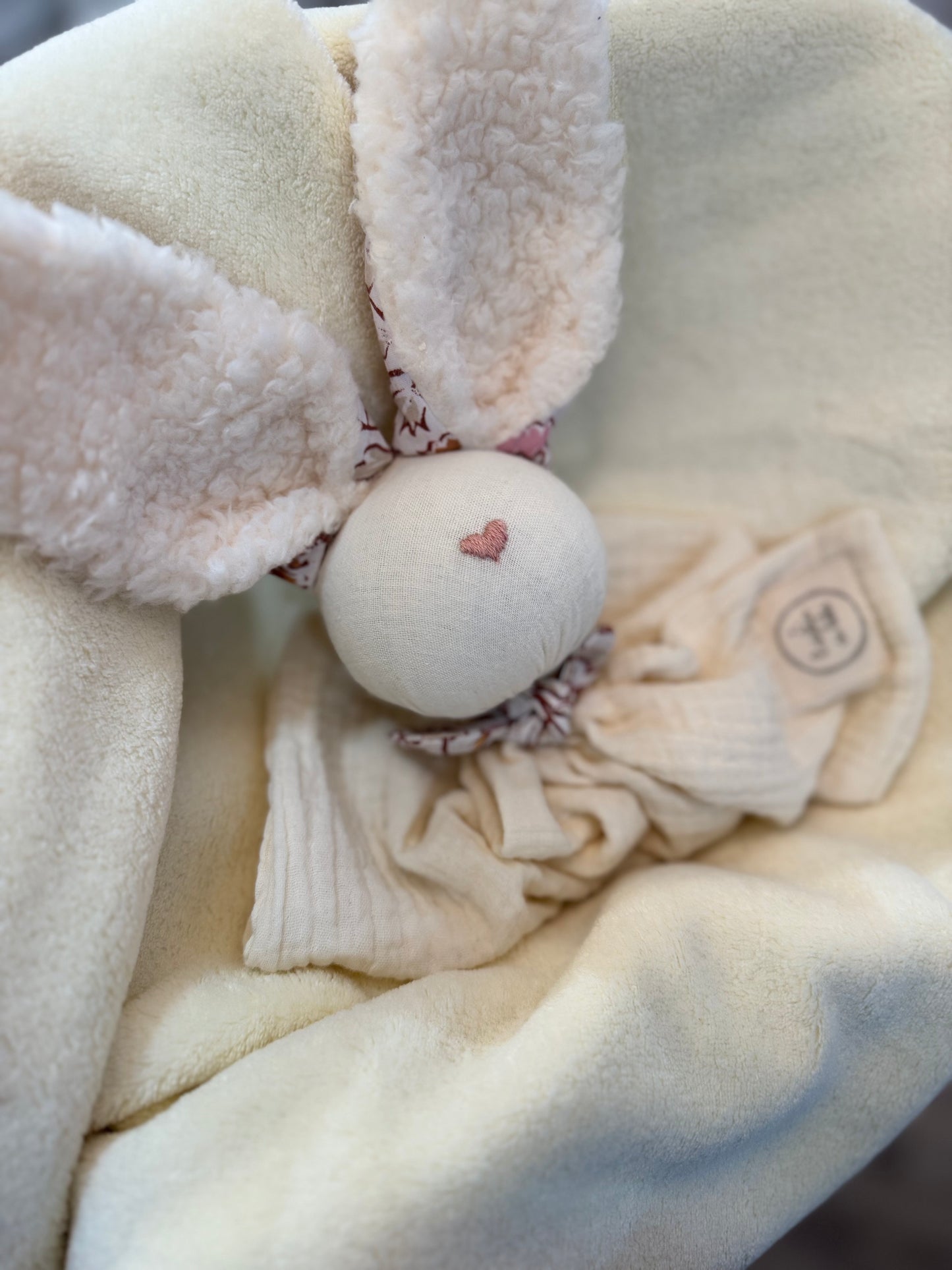 Doudou Lapin écru India  -Personnalisable