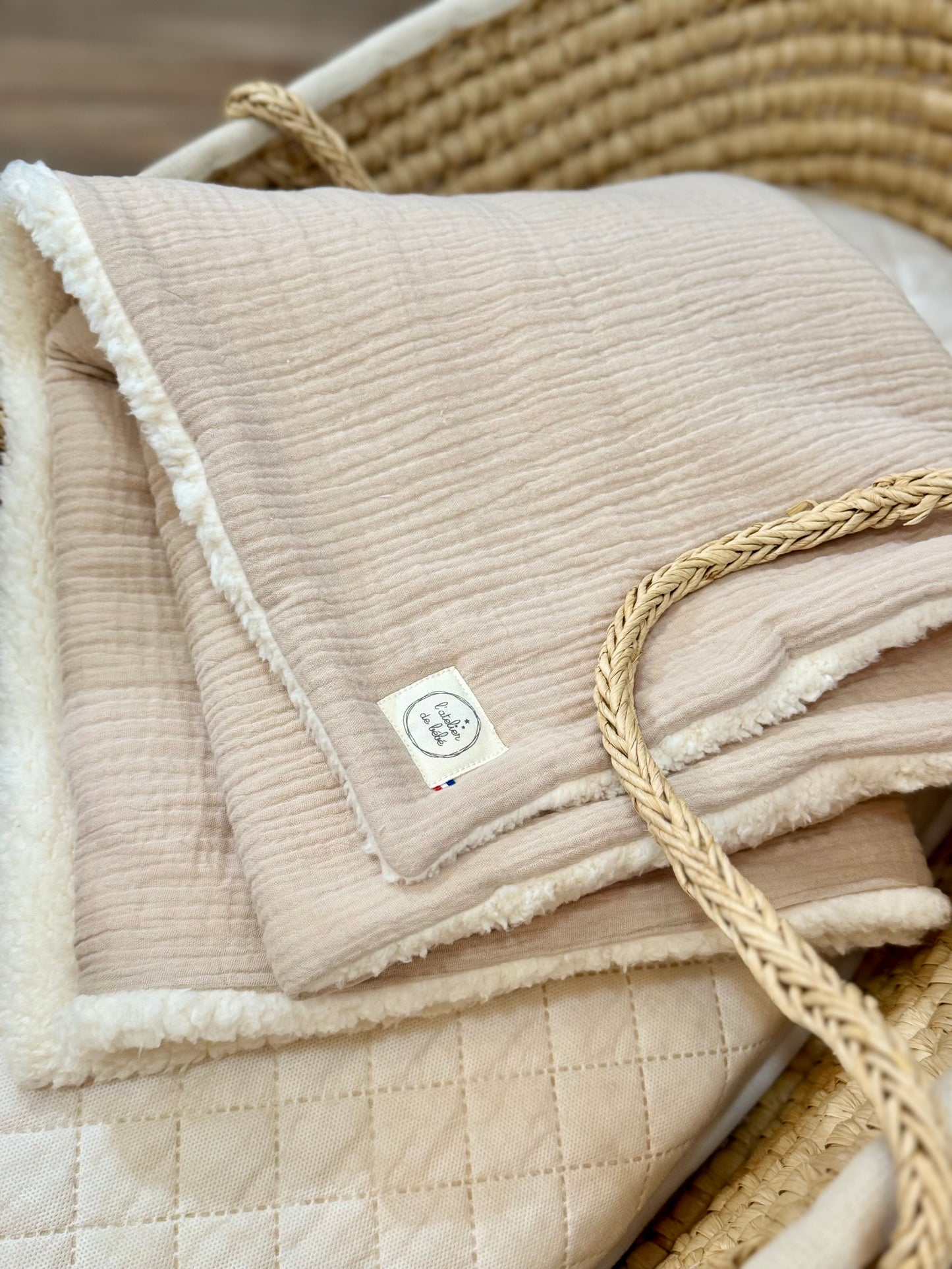 Couverture hiver beige gaze de coton