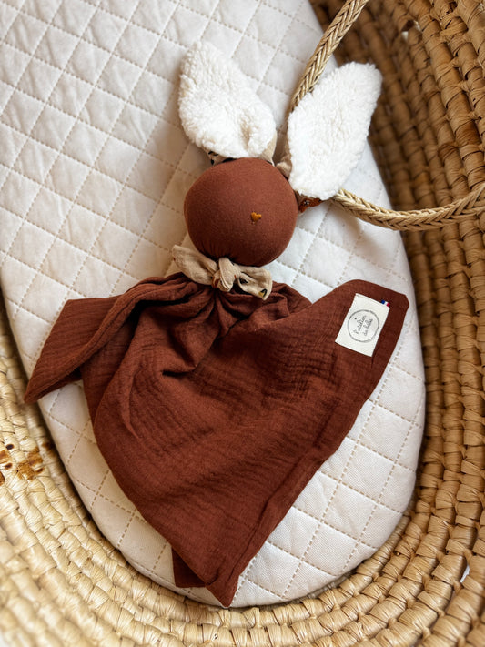 Doudou Lapin cacao -Personnalisable