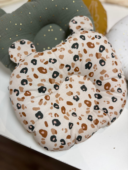coussin Ourson léopard-anti tête plate