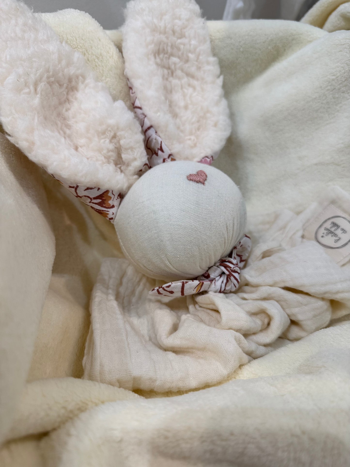 Doudou Lapin écru India  -Personnalisable