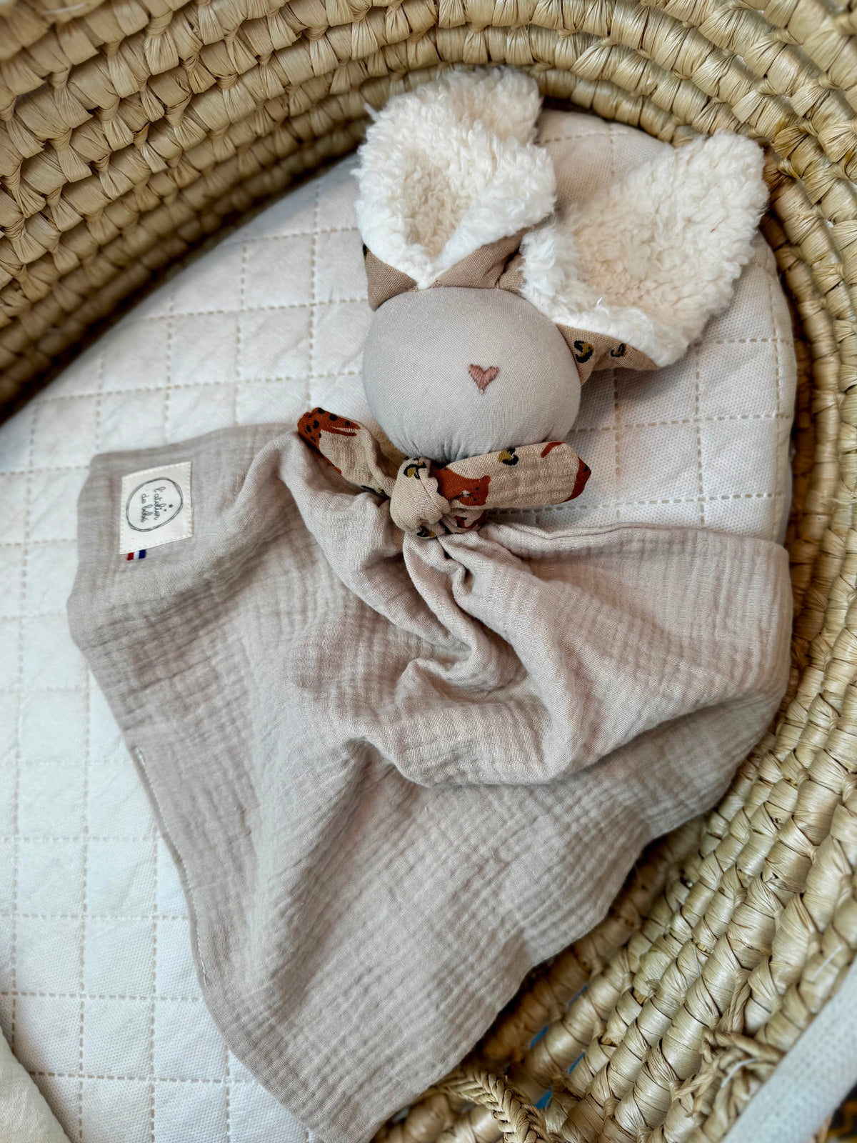 Doudou Lapin beige garou -Personnalisable