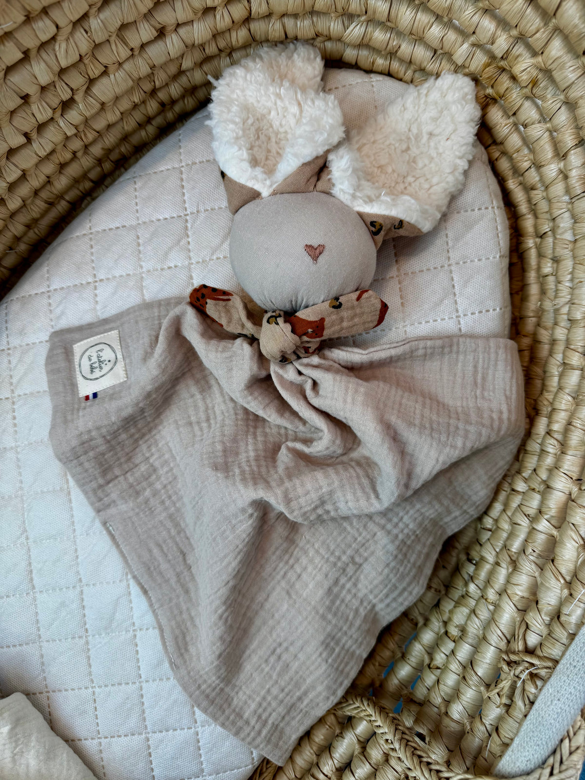 Doudou Lapin beige garou -Personnalisable