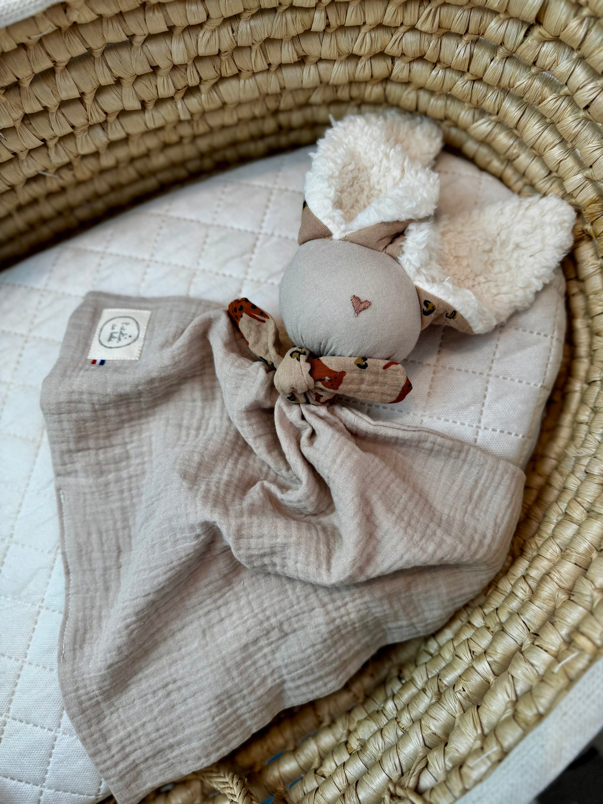 Doudou Lapin beige garou -Personnalisable